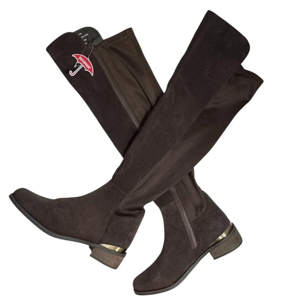 NEW Blondo Women's Valina Leather‎ Waterproof Over-The-Knee Boots Size 7M Brown
